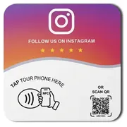 מדבקת NFC לאינסטגרם מוצמדת לדלפק בית קפה