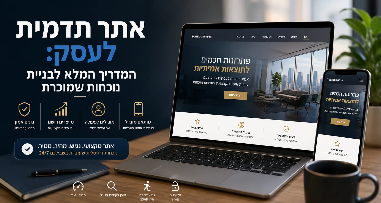 בניית אתר תדמית מקצועי לעסק על מסך מחשב