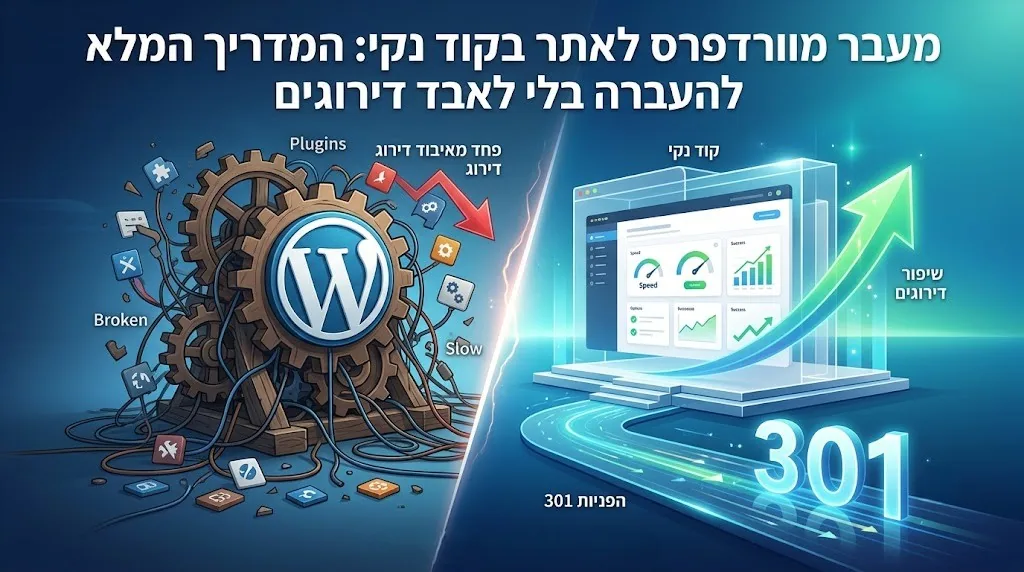 מעבר אתר עסקי מוורדפרס לארכיטקטורת קוד נקייה בלי לאבד דירוגים בגוגל